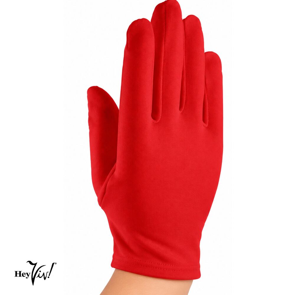 Red Wrist Length Stretch Nylon Dress Gloves Wedding Church Formal - Hey Viv